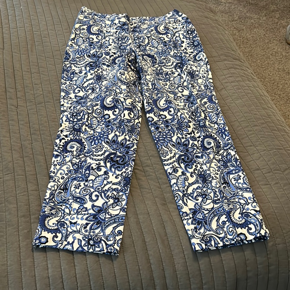 IsaacmizrahiLive size 10 blue and white pants